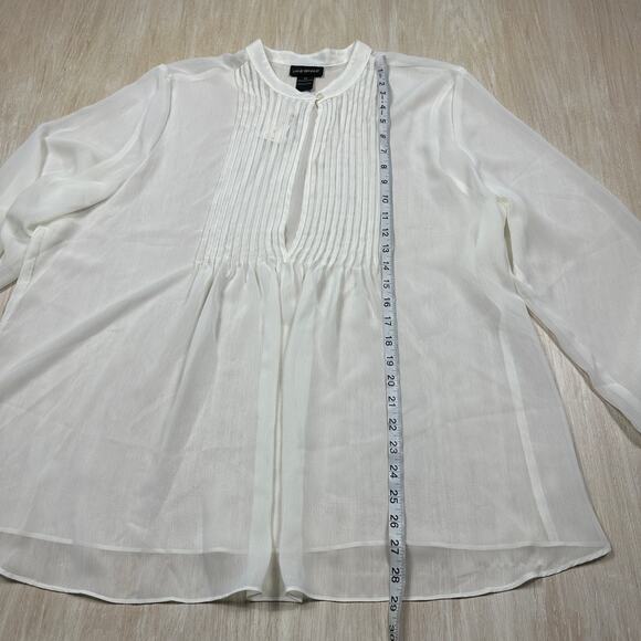 NWT Lane Bryant White Sheer Pintuck Long Sleeve Lightweight Workwear Blouse 20 - Picture 7 of 12